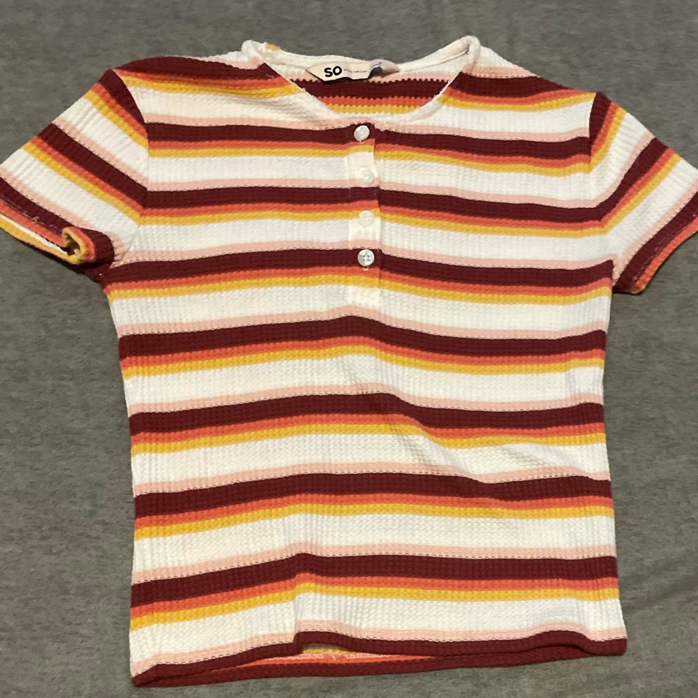 SO striped button up tee